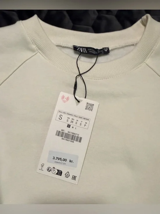 NWT ZARA Cream Sweatshirt & Wide-Leg Sweatpants Set - Size Small - Oversized - Picture 4 of 12